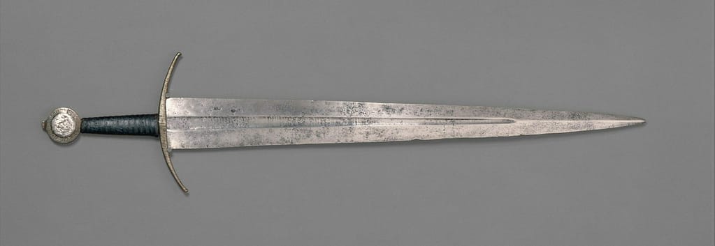 Photography of a surviving historical one handed sword from ca 1400.