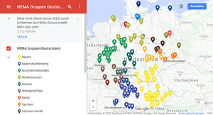 Screenshot of my map of all German HEMA clubs